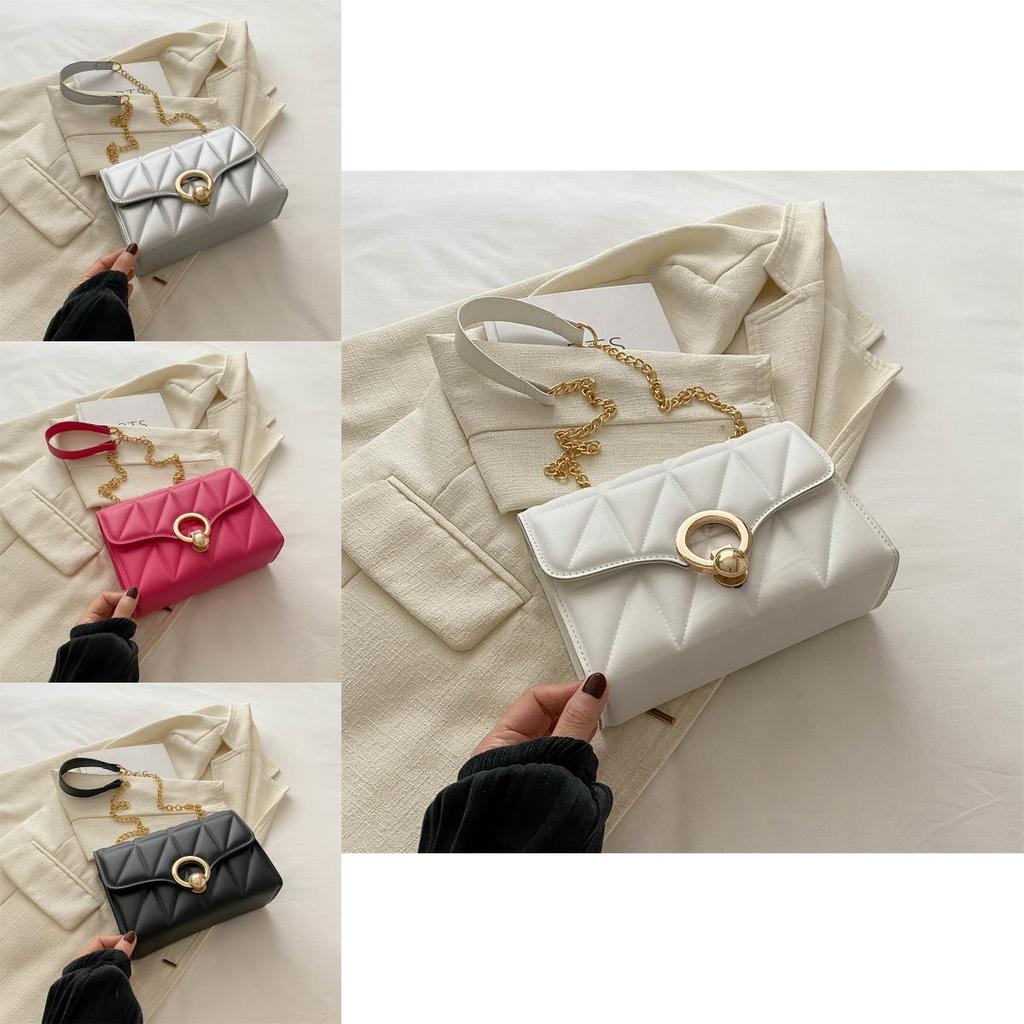 Gold Buckle Crossbody Bag For Women Summer Small Square Fashion Chain Shoulder Purse For Daily Use