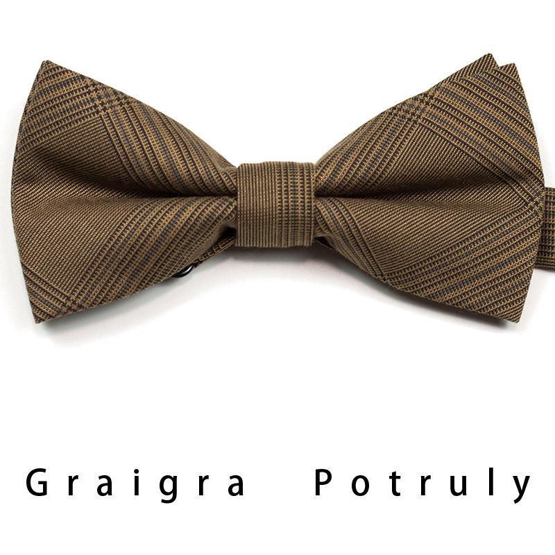 Thousand Birds Suit And Tie Men'S Coffee Grey 7.5Cm Casual Tie Vintage Work Plaid Women