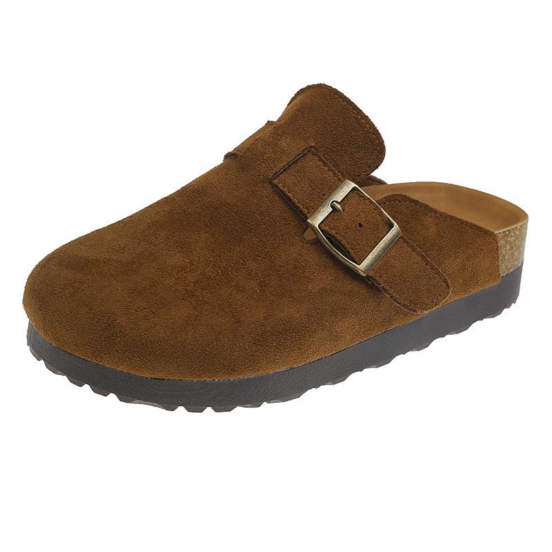 

Версия из коровьей кожи~ Весенние новые ретро туфли-шлепанцы на толстой подошве с закрытым носком, носите пару ленивых туфель 35 верблюд