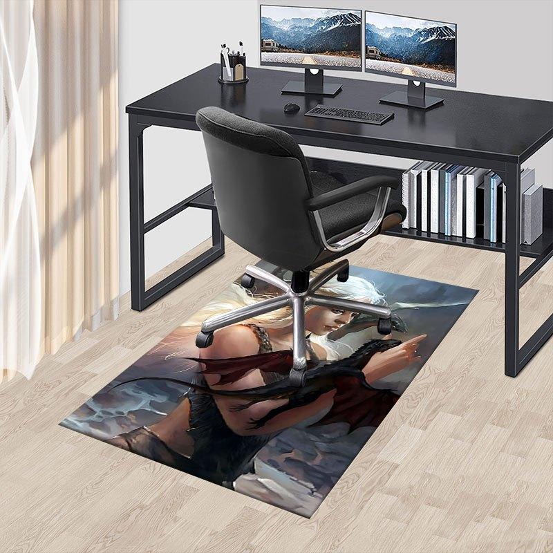 1 alfombrilla para silla de oficina Fire and Blood, Alfombrilla para decoración del hogar, Alfombrilla temática de fantasía, Alfombrilla duradera, Decoración de dragón, Adecuada para amantes de la temática de fantasía