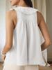 Women's Boho Ruffle Tank Top Peter Pan Collar Eyelet Button Sleeveless Top
