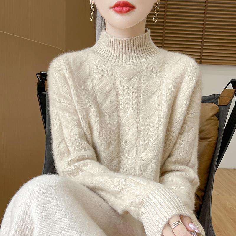 Women's Cashmere Sweater Qinghe Cashmere 30% Cashmere 70% Wool Autumn and Winter Pullover Warm and Fashionable