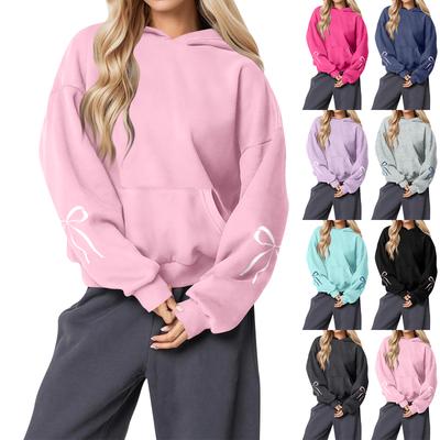 Damesmode Dames lichtgewicht lange mouw trui met zakken Preppy grafische hoodie