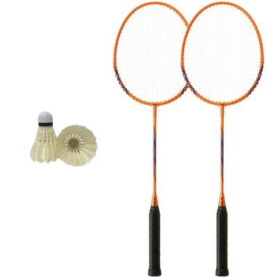 Badminton Racket B4000G with Shuttle Beginner Practice Training Waterfowl Standard Yonex Case Gut Stretched Coral Orange X 2 2 (320 + Shuttles)