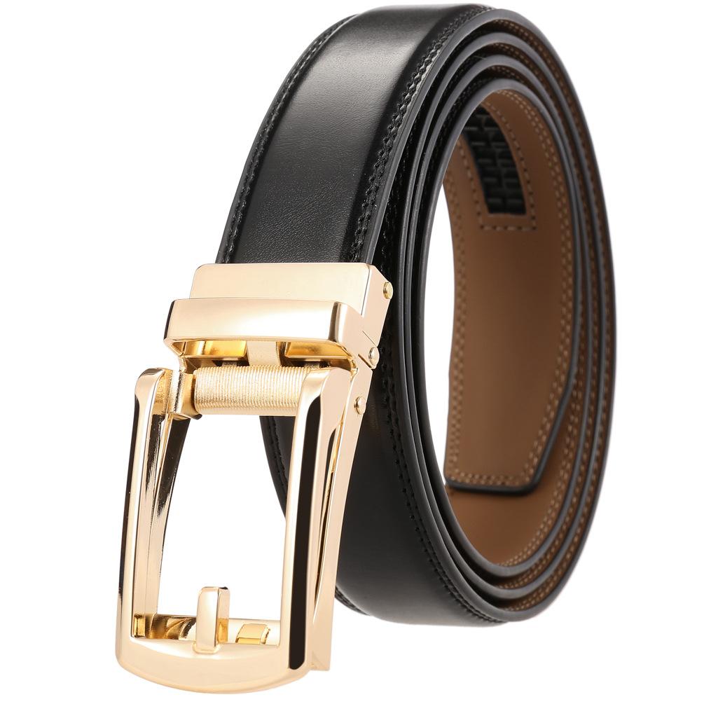 3.1cm Men's Belt Male Hollowed Out Gold Color Automatic Buckle Genuine Leather Belt for Men Strap Men Belt Cummerbunds Wedding