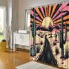 [Retro Shower Curtain] 1Pc Retro Desert Sunset Shower Curtain - Polyester Bathroom Decor - Western-Themed Art