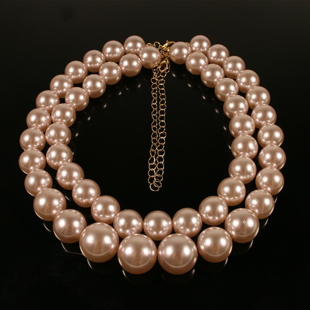 Necklace imitation pearl necklace European and American necklace trend hip-hop accessories set two-piece supply