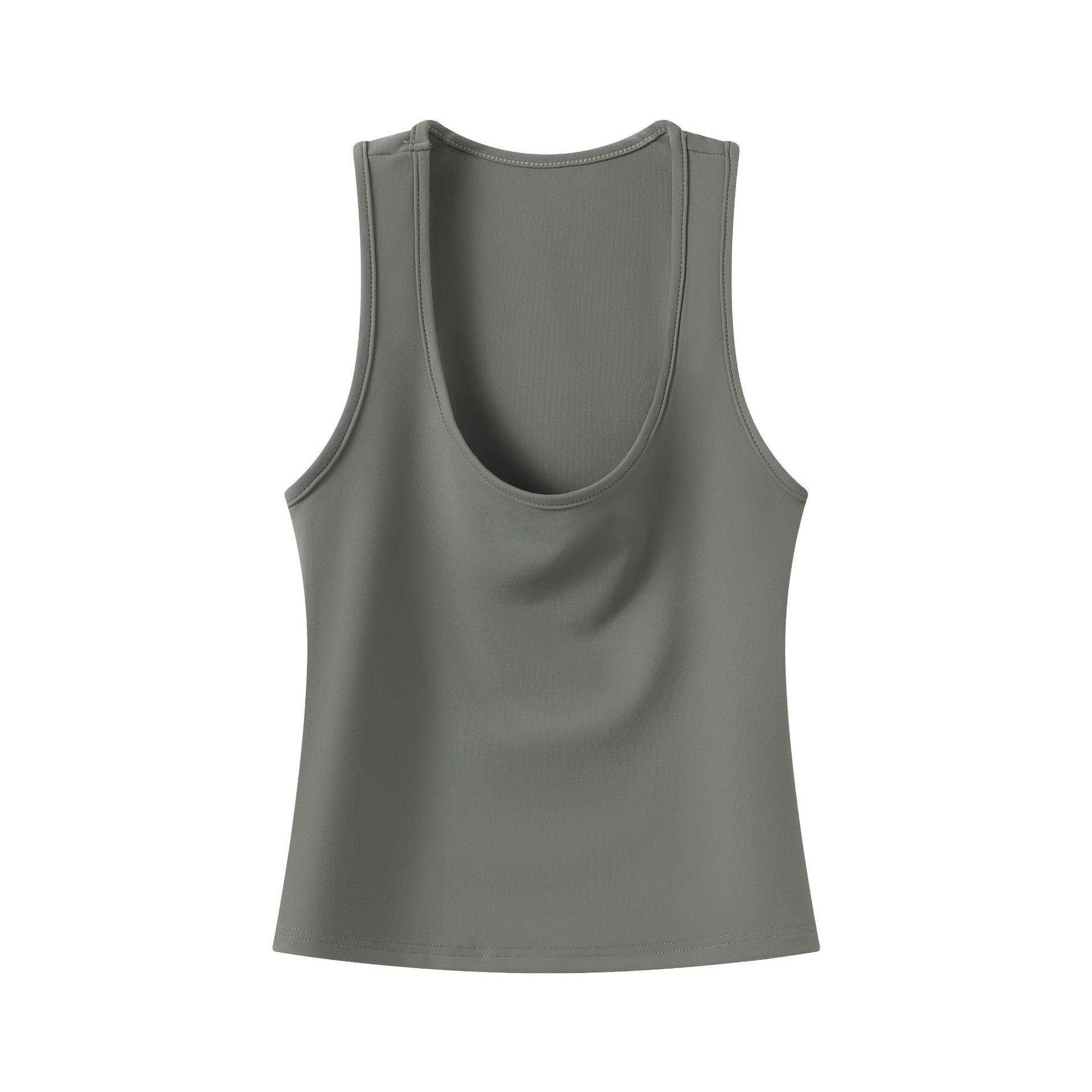 В наличии женская майка-борцовка - Широкие бретели, Удобная спортивная одежда Small зелёный