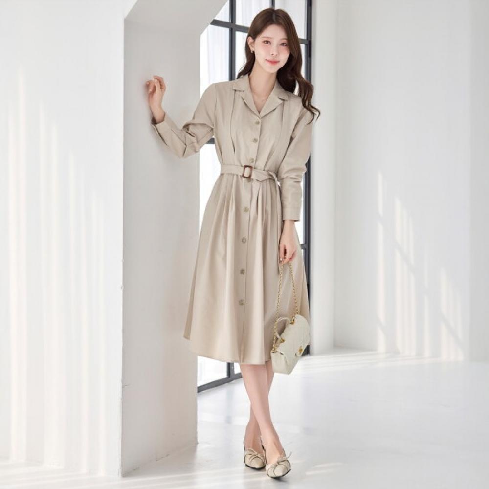 Morris Coming Home Belted Collar Button Flare Long Dress M2603op030a