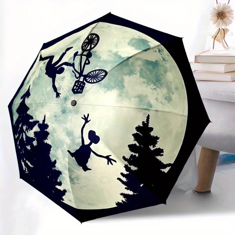 1pc Moonlight Adventure Automatic Open/close Folding Compact Umbrella, 8 Rib Sturdy Canopy, Lightweight Portable, Everyday Use, Gift,,135
