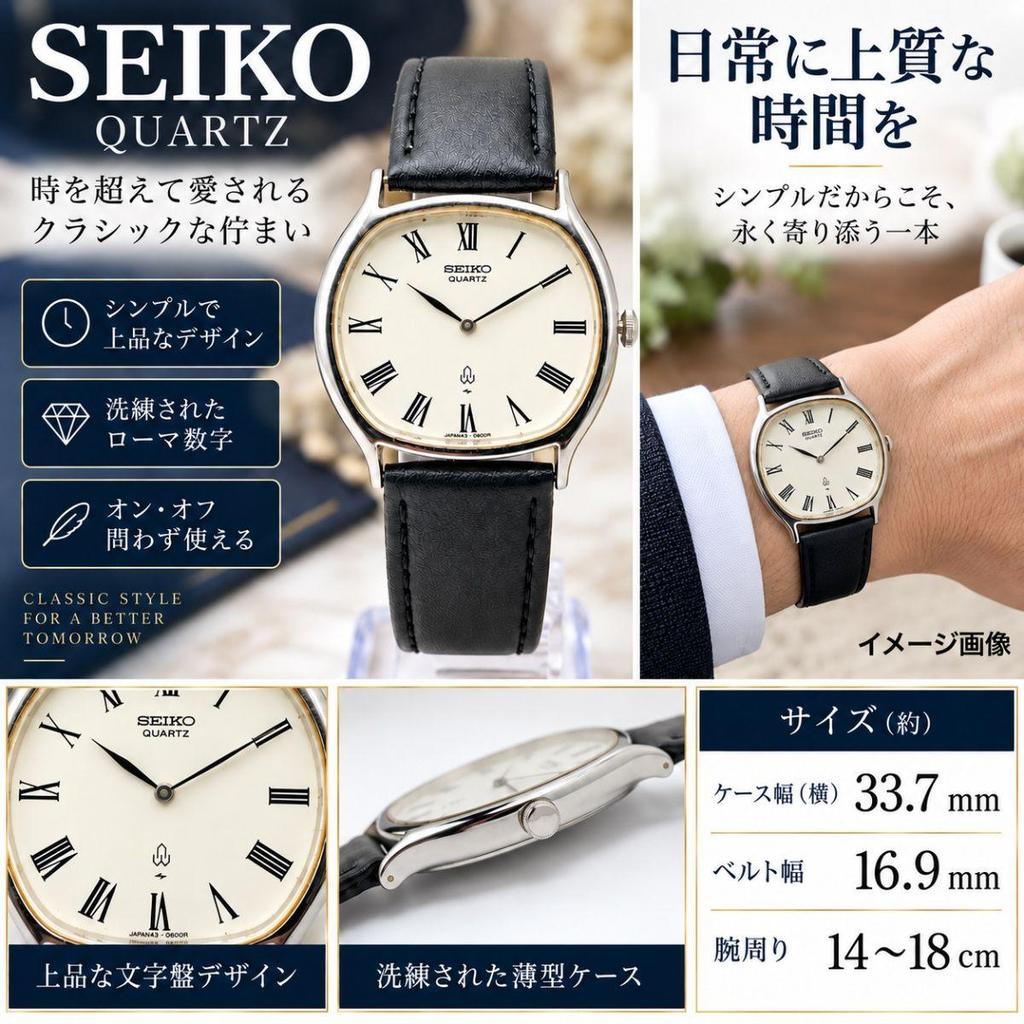 Used 567 SEIKO Men's Watch Quartz 70s Roman Vintage Battery Replaced New Aftermarket Strap