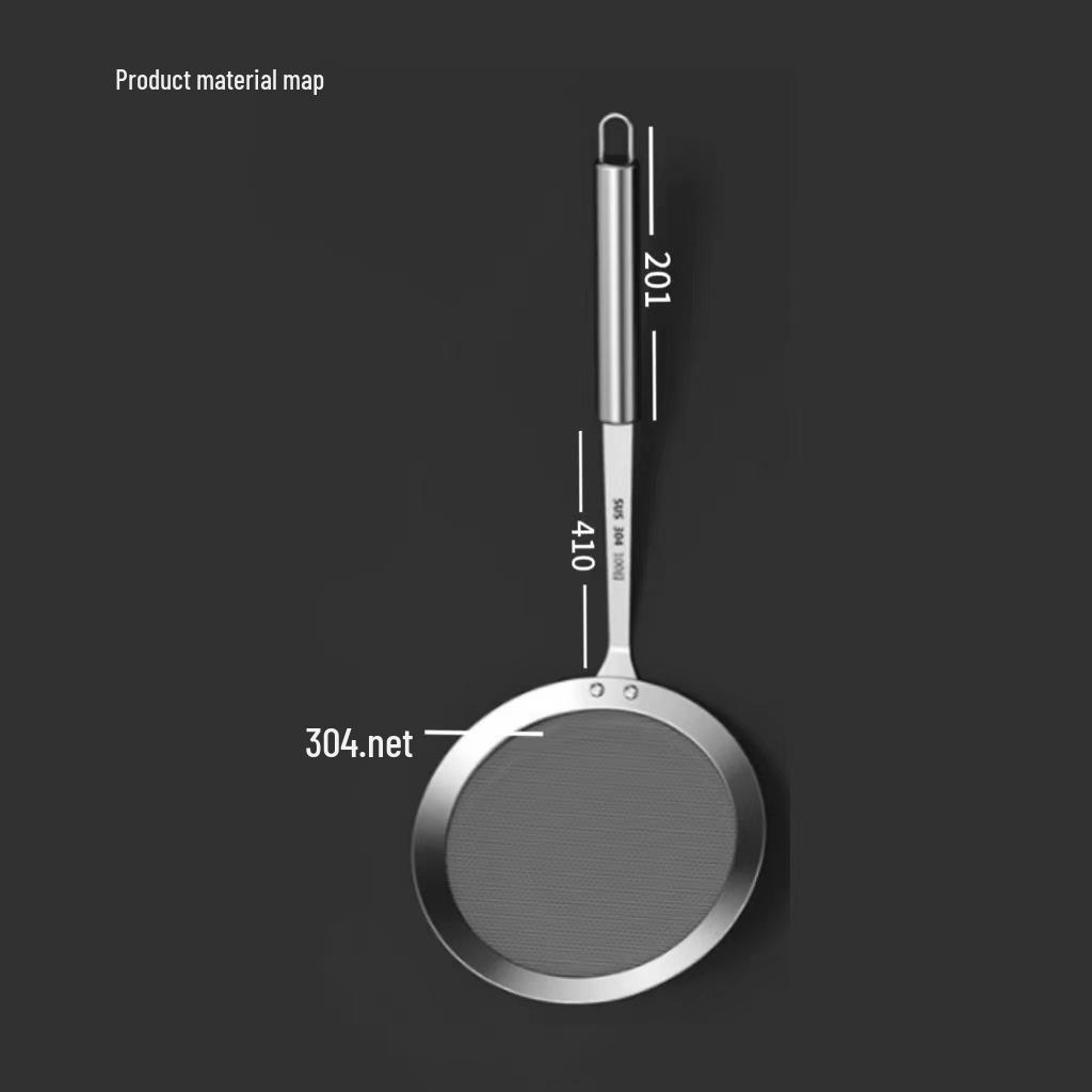 304 Stainless Steel Oil Separator Skimmer Spoon - 100 Mesh Colander and Sieve for Soy Milk and Flour