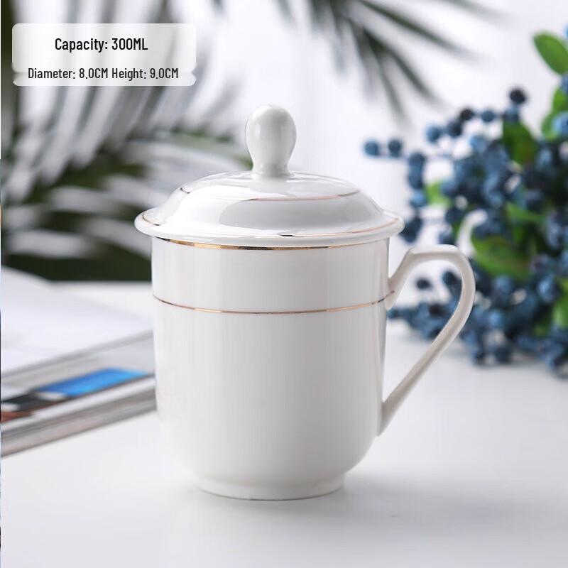 

Zhishi White Ceramic Gold-Rimmed Mug