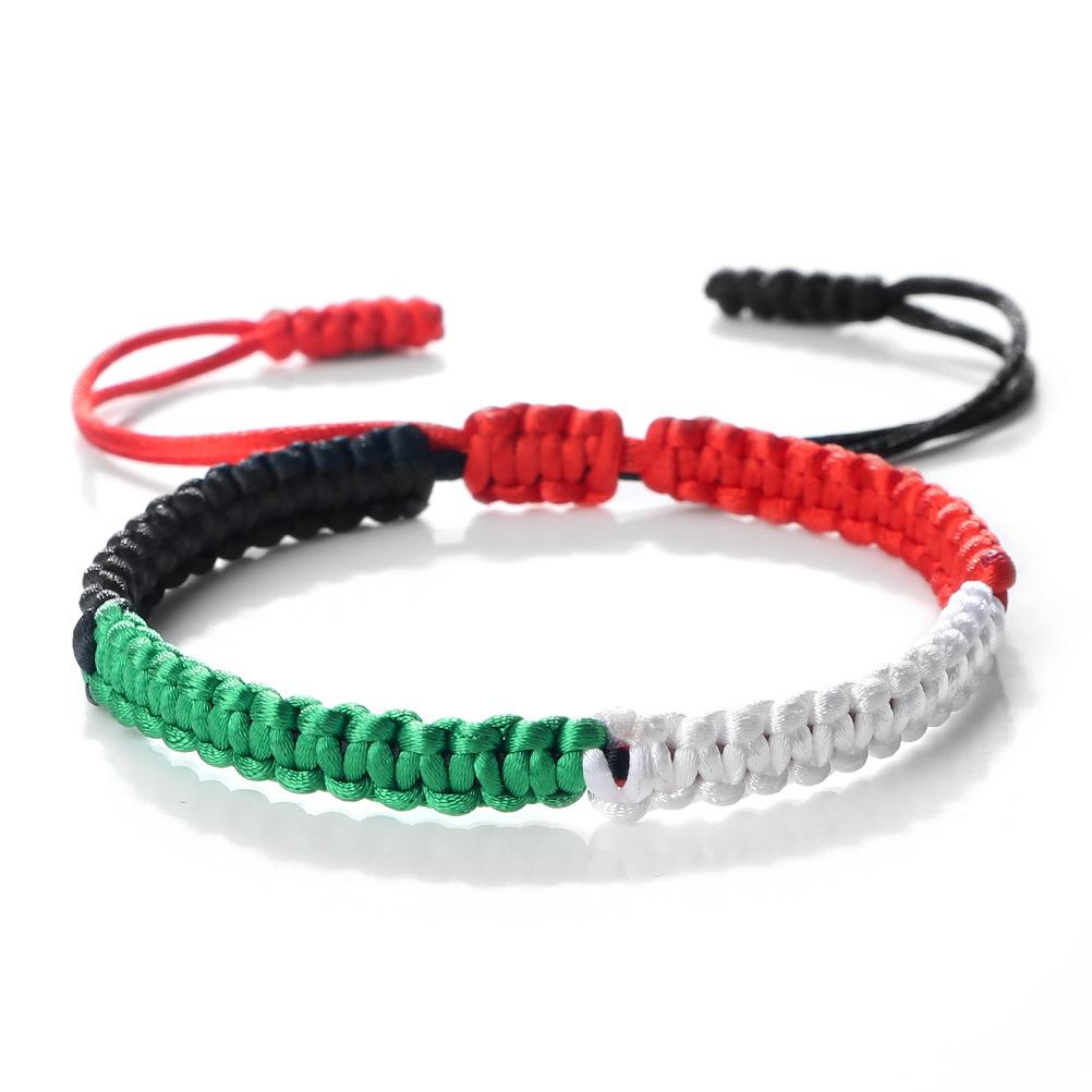 Braccialetto con Perline Bandiera Palestina Per Donne Uomini Corda Intrecciata Colori Rosso Nero Bianco Verde Bracciale Rigido Gioielli per Feste Regalo