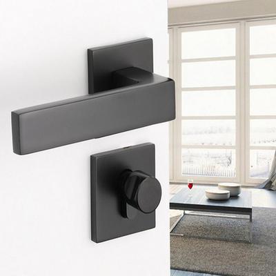 Adjustable Simple Black Lock Cylinder Handle Set Keyed‑Locking Door Knob Accessory Entrance Lever Door Handle Key Lock Handle