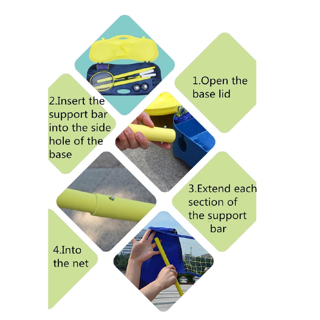 3-in-1 Outdoor Portable Badminton Set Tennis Volleyball Net with Stand Battledore 280X160cm