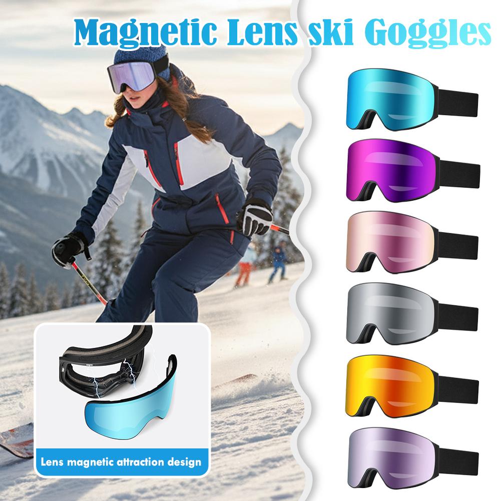 Magnetic Suction Ski Goggles With Colorful Lens Anti-Collision Anti-Glare UV Resistant Snow Sports Goggles Outdoor Sport Goggles