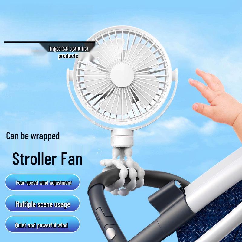 Silent Octopus Clip-On Baby Stroller & Desktop Fan with Sturdy Suspension