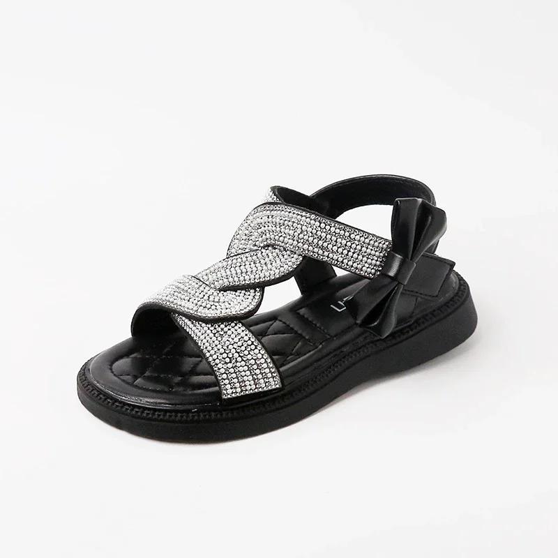 Girls' Sandals  Summer New Fashion Pearl Rhinestone Children‘s Roman Beach Shoes Baby Girls Princess Sandals