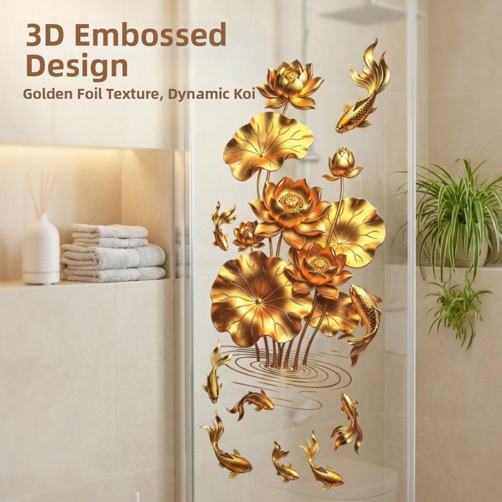Anti-static Flower Koi Sticker Plastic Decorative Sticker for Bathrooms Living Rooms and Bedrooms