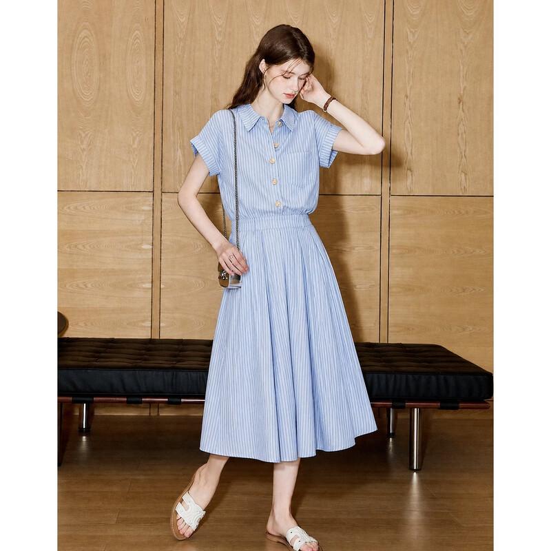 Demana Summer A-Line Lapel Shirt Dress