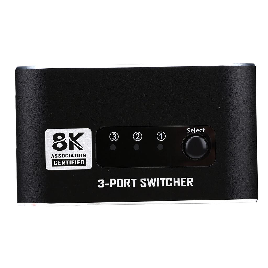 HD Multimedia Interface 2.1 Switcher 3 in 1 Out Video Image Selector for Gaming Console Support 4K 120Hz 8K 60Hz