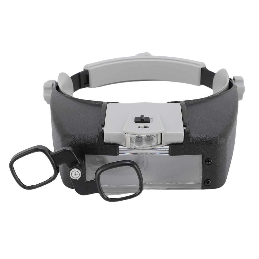 2 LED Head Mounted Magnifier Adjustable Magnifying Glass with Light for Hobbies Crafts Watch Repairs