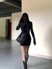 2026 Autumn/Winter Knit Slim-Fit Long Sleeve Little Black Dress