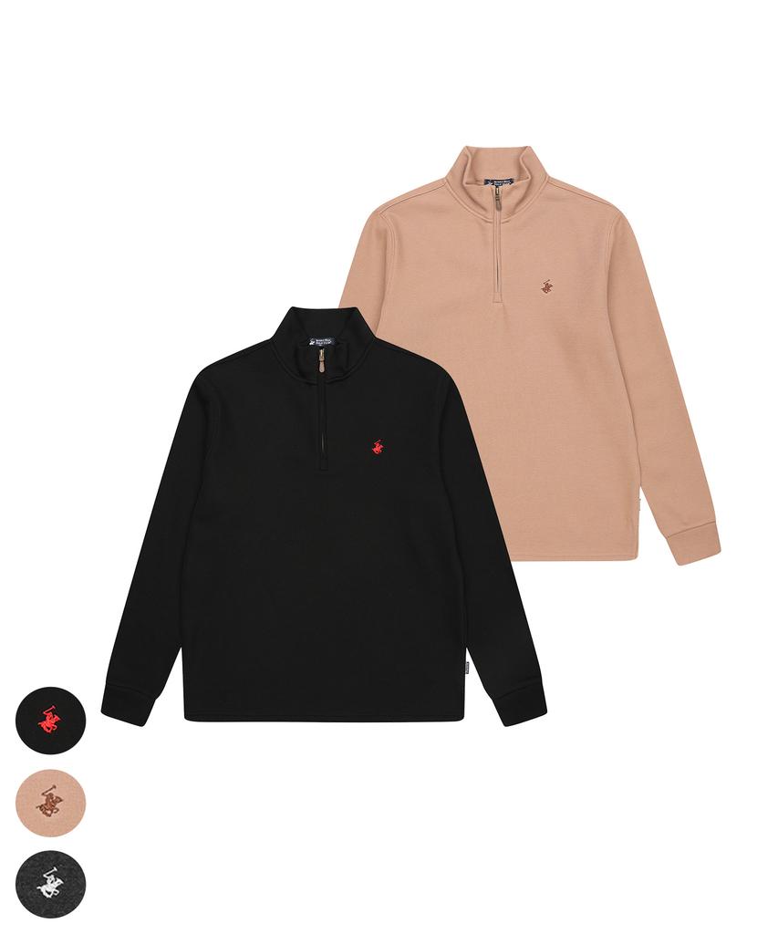 BHPOLOCLUB [2Pack] Men'S Signature Fleece-Lined Half-Zip 3 Colors Ts483 (Type A)