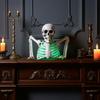 Halloweenová kostra se zeleným světlem, Dekorace pro strašidelný dům na zahradu, Halloweenská rekvizita pro halloweenskou párty, zahradu, dvůr, interiér