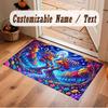 Mushroom Forest Theme Crystal Velvet Floor Rug Personalized Custom Name Text Warm Carpet Home Decoration