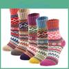 Warm Vintage Soft Winter Womens Thick Cold Knit Wool Socks Geometry Print