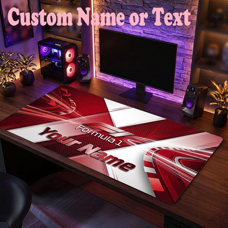 F1 Customized Name Text Mouse Pad, Large Desk Mouse Mat Personalized Home Office Present
