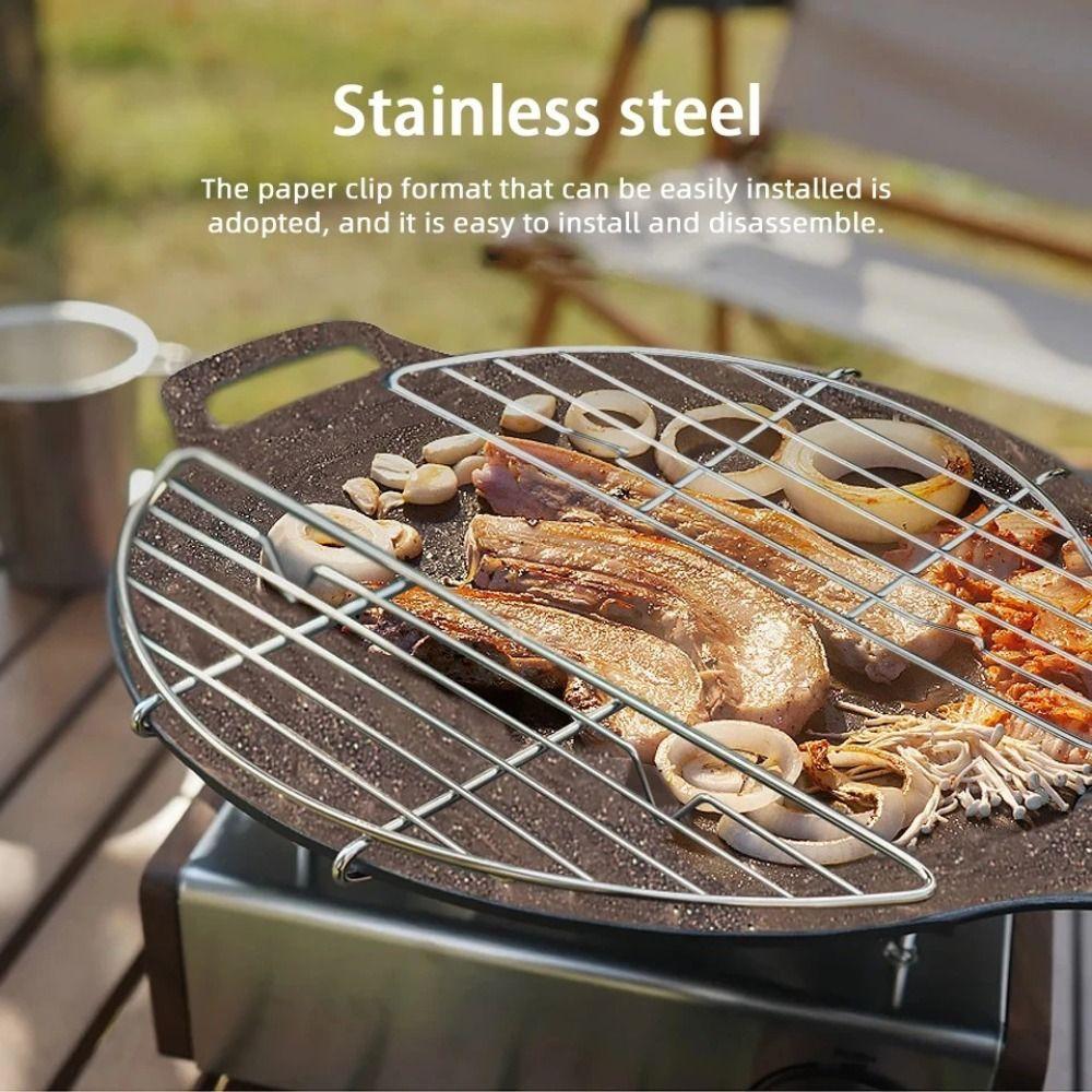 Anti Scorching Barbecue Net Steam Rack Semicircle Drain Stainless Steel Barbecue Grill Portable Multifunctional BBQ Grill