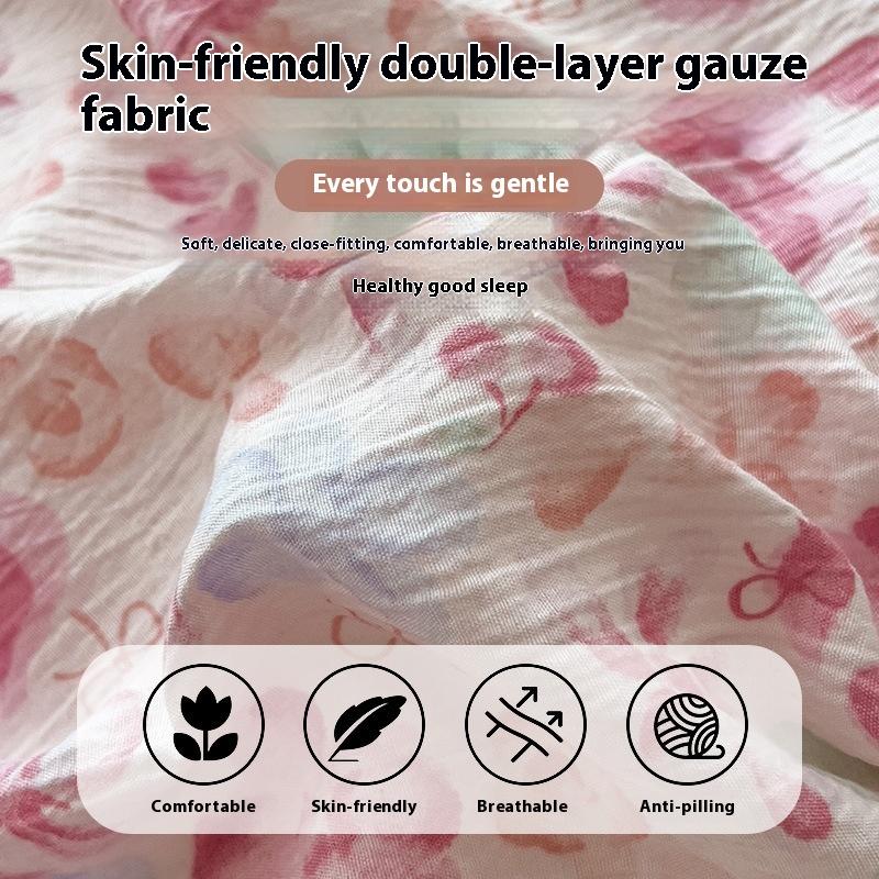 Lace Bed Four-piece Set, Skin-friendly Cloud-feeling Thin Quilt Cover, Bed Sheet Quilt Cover Three-piece Set