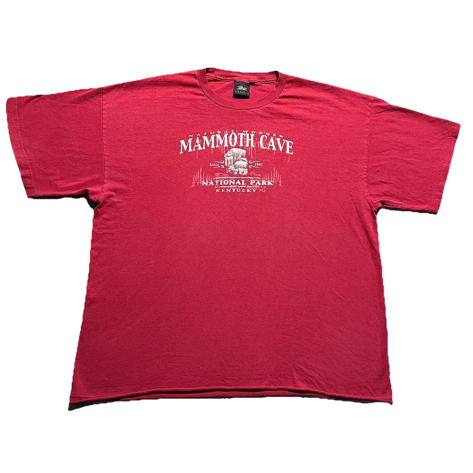 Vintage Mammoth Cave National Park Tee 2XL USA Made Red Cropped Cotton Souvenir XL