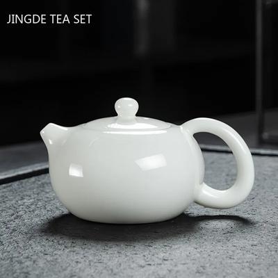 Chinese Suet Jade White Porcelain Xi Shi Teapot Household Kettle Handmade Ceramics Tea Set Tie Guanyin Puer Tea Ceremony Gifts