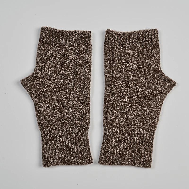 Women's Winter Knitted Fingerless Gloves Cashmere Short Half Finger Wrist Twist Hand Warmer Stretch Mitten for Girls