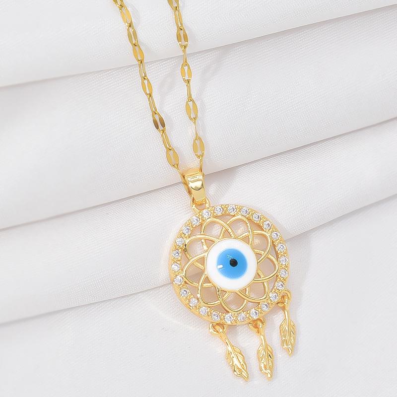 Devil'S Eye Necklace Women'S Personality Trendy Versatile Zircon Pendant Delicate Clavicle Chain