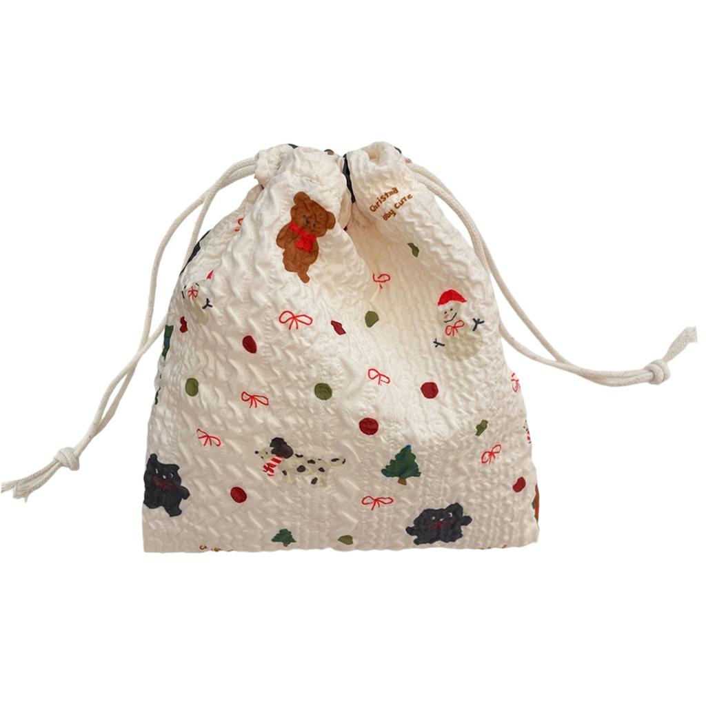 Cute Cartoon Drawstring Bag Storage Pouch Compact Cosmetic Bag Makeup Organizer for Brushes Key Travel Essential