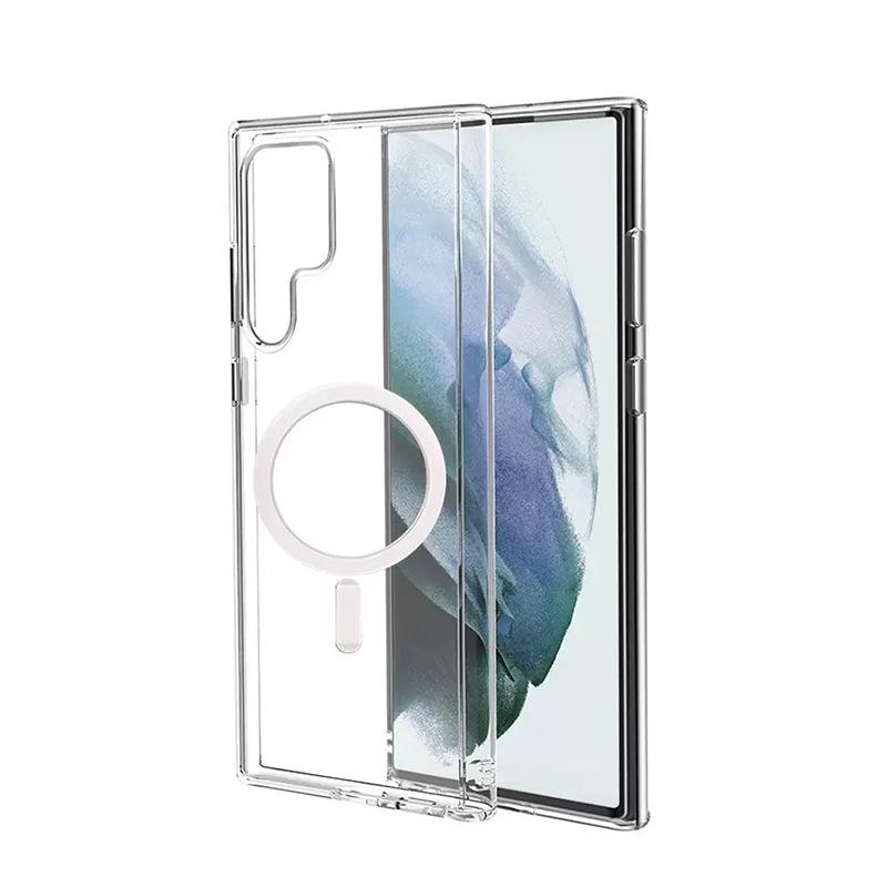 Samsung S25 Magnetic Transparent Phone Case with Magsafe Wireless Charging - Acrylic Hard Cover for S24+