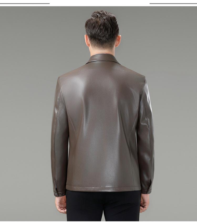 Men's Versatile Sheepskin Leather Jacket: 2025 Spring/Autumn, Middle-Aged Dad Lapel Motorcycle Style