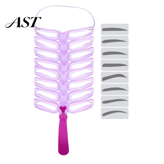 Eyebrow Stencil with Handle 1/2 Sets Kit, 8 Shape Brow Template & Headband Headband, Reusable Shaping Drawing Guide Tools for Women Beginner Non Slip