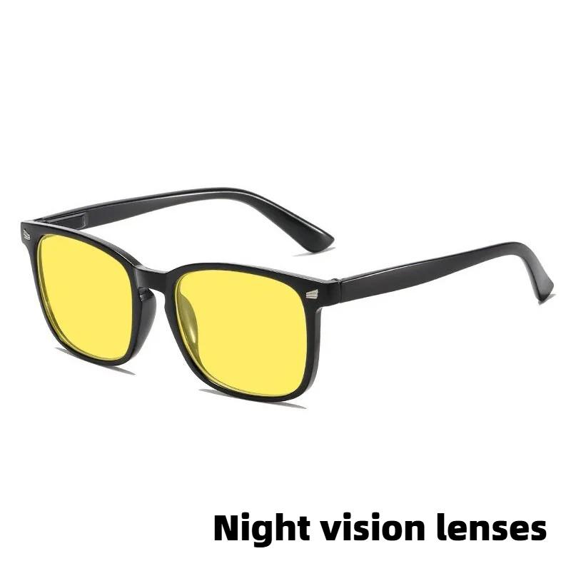 Fashion Square Frame Plain Glasses Orange & Red Lenses Anti Blue Light Glasses Gaming Protective Eyewear Night Driving Goggles