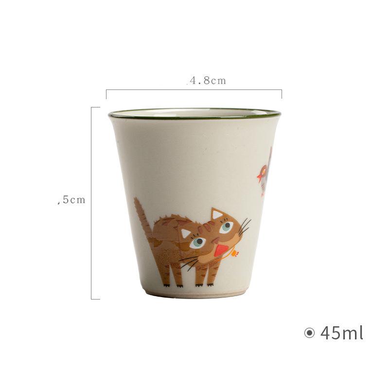 45ML Ceramic Mini Espresso Cups Cartoon Cute Cat Espresso Mugs Porcelain Coffee Mugs Demitasse Cups Tea Cups Handmade