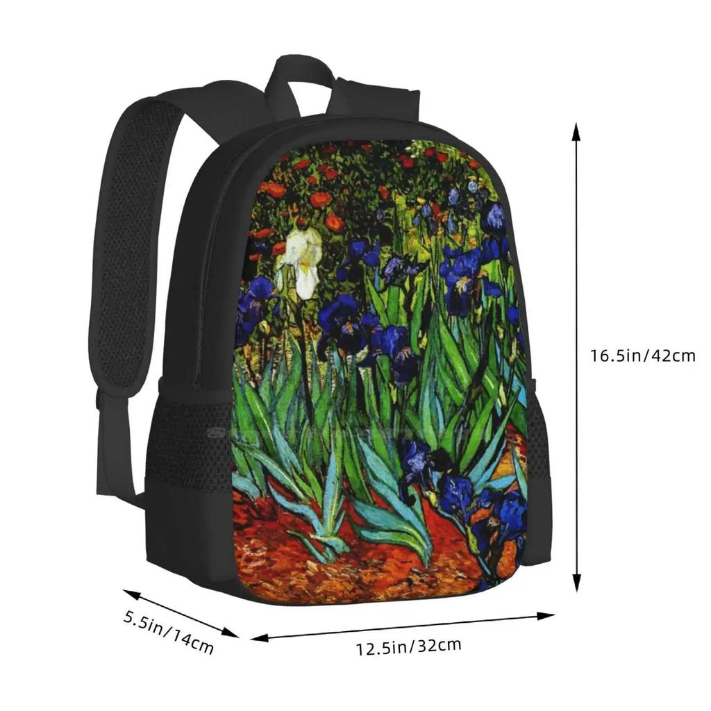 " Irises " By Vincent Van Gogh-Vincent Van Gogh Inspired Bag Backpack For Men Women Girls Teenage Irises By Vincent Van Gogh