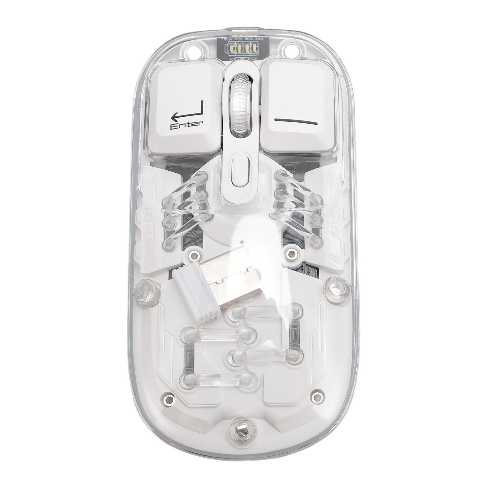 

Беспроводная мышь Двойной режим 2.4G BT5.0 3000FPS Магнитная 400 мАч Прозрачная RGB-мышь для офиса Розовая белый