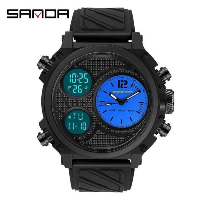 SANDA 3002 Fashion Multi-function Sport 50M Waterproof Men's Electronic Watch Fashion Luminous Chronograph Student Watch Reloj