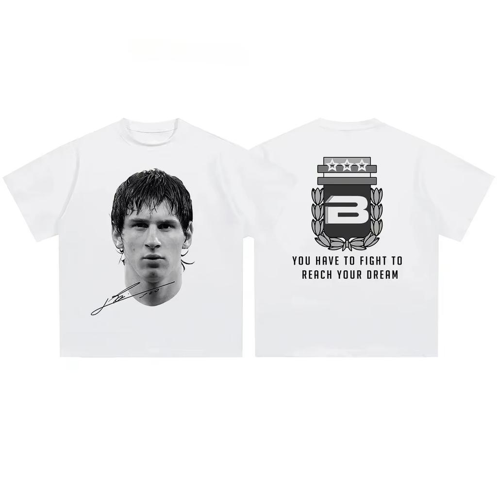 Cristiano Ronaldo Neymar Lionel Messi Football Superstar Portrait Printed Tee Men Women Cotton Loose Casual Short Sleeve Tshirt
