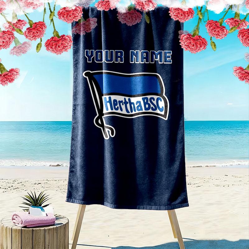 Hertha BSC Custom Name Print Beach Towel, Large Soft Quick Dry Towel for Beach Camping Swimming